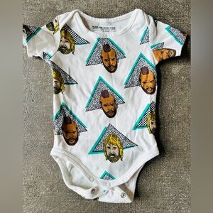 Novelty Baby One-Piece Romper in White with Teal Accents